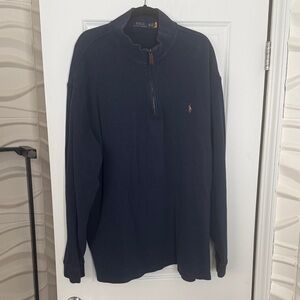 Polo by Ralph Lauren Navy Half-Zip Sweater with Tan Pony